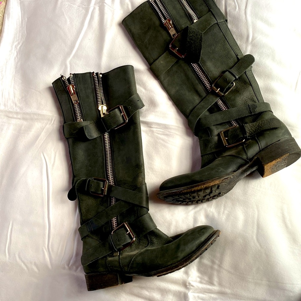 Dolce Vita Olive Green Suede Combat Boots